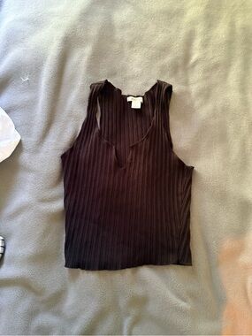 Bozzolo Ribbed V-Notch Tank Top - Brown